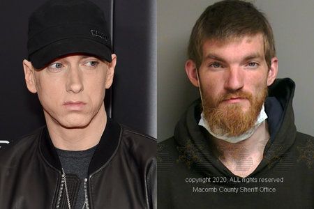 Eminem 'fysisk tilbageholdt' mand, der angiveligt brød ind i sit hjem i en episode, der uhyggeligt afspejler en af ​​hans sange